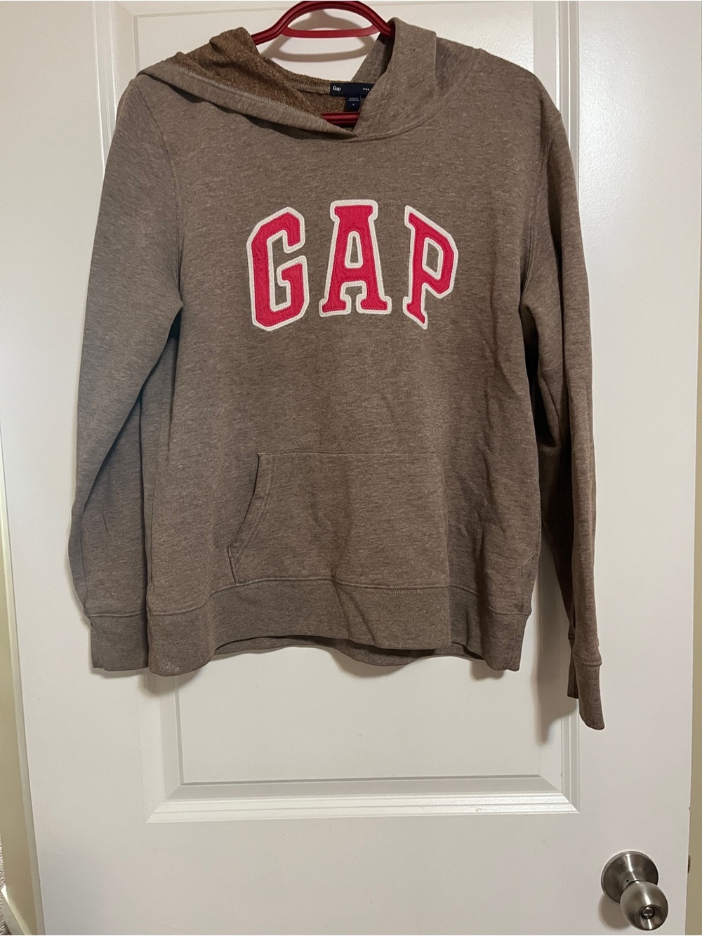 GAP Brown Hooded Sweatshirt with Pink Hanger Accent